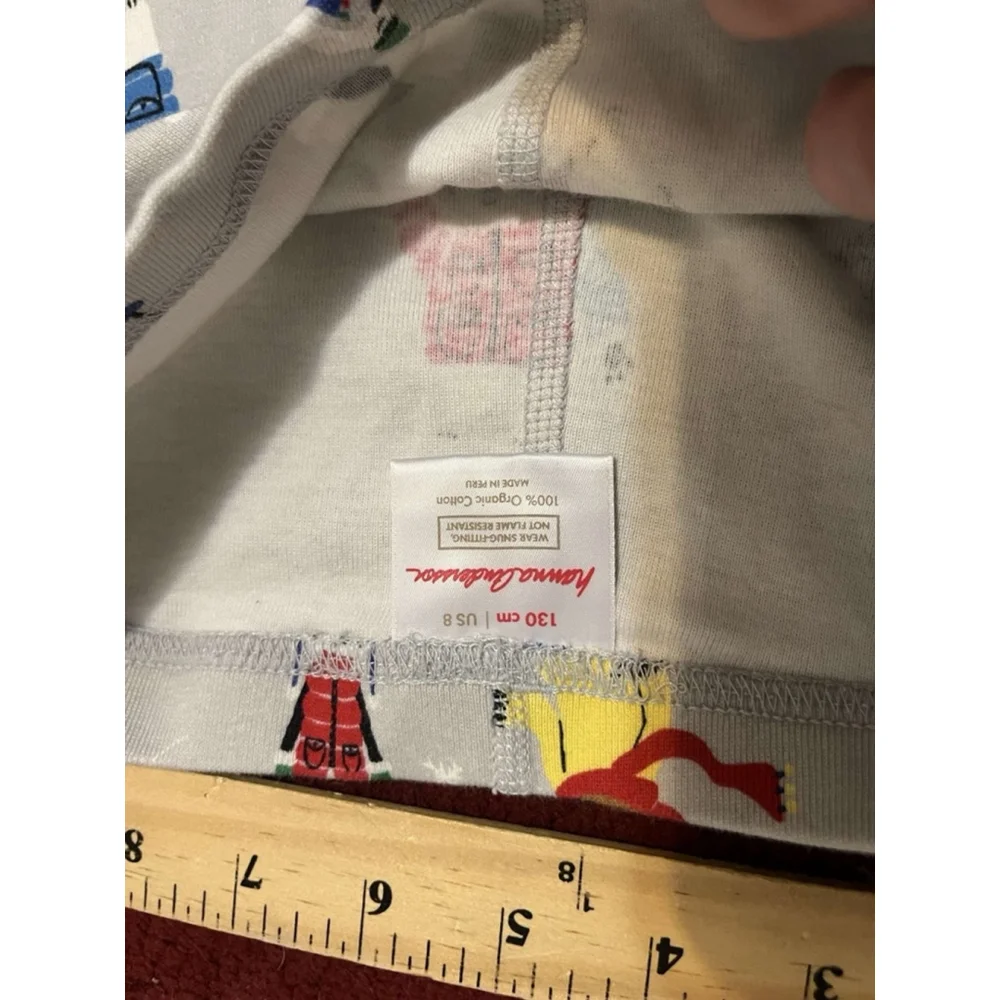 Unisex Kids Hanna Andersson Holiday Bears Skiing Pajama Comfy Pants Size 8